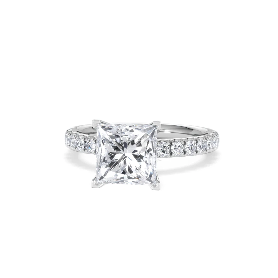 2.60ct Katerina Lab Princess Diamond Engagement Ring 18KW Gold F/VS1