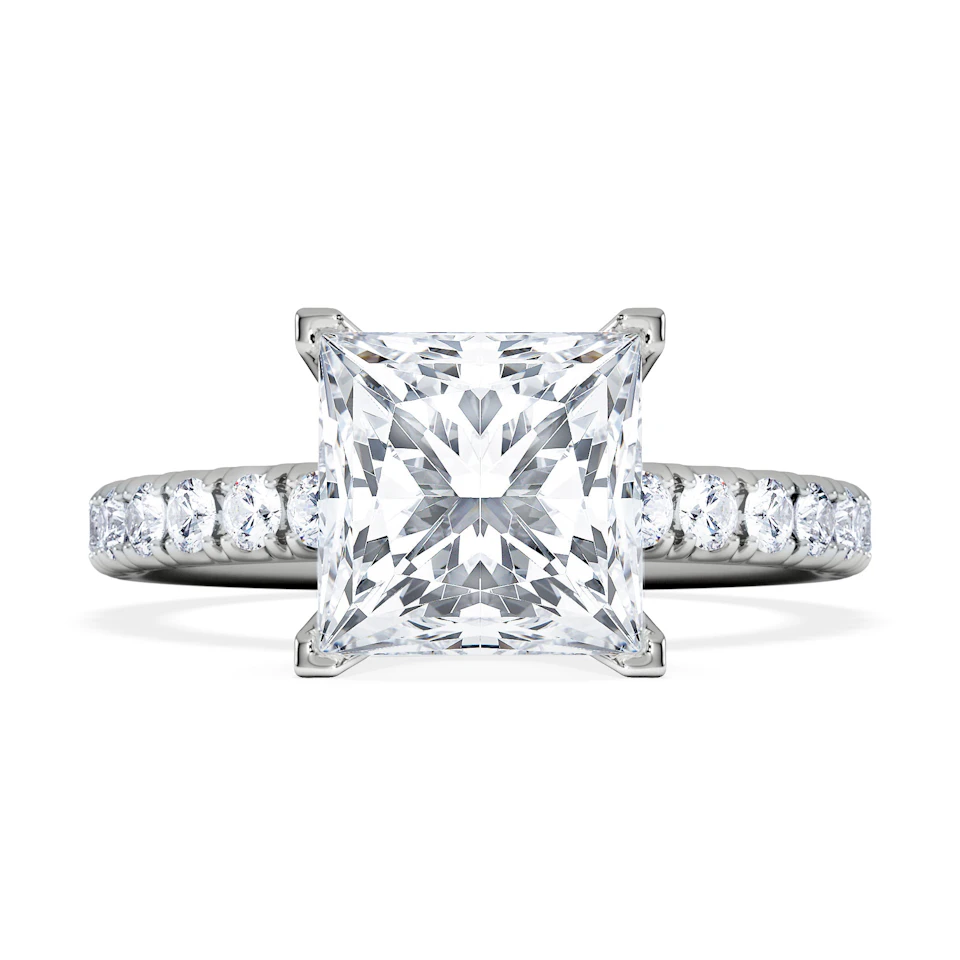 2.60ct Katerina Lab Princess Diamond Engagement Ring 18KW Gold F/VS1