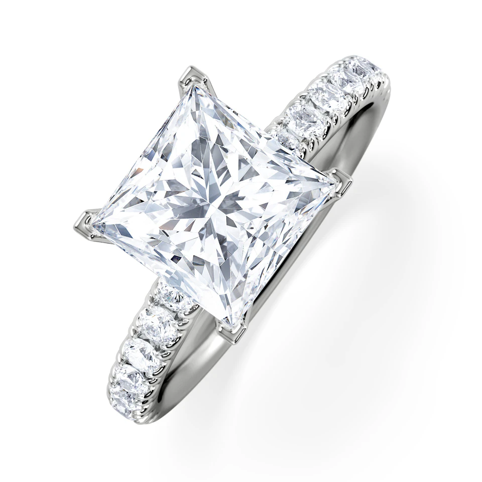 2.60ct Katerina Lab Princess Diamond Engagement Ring 18KW Gold F/VS1