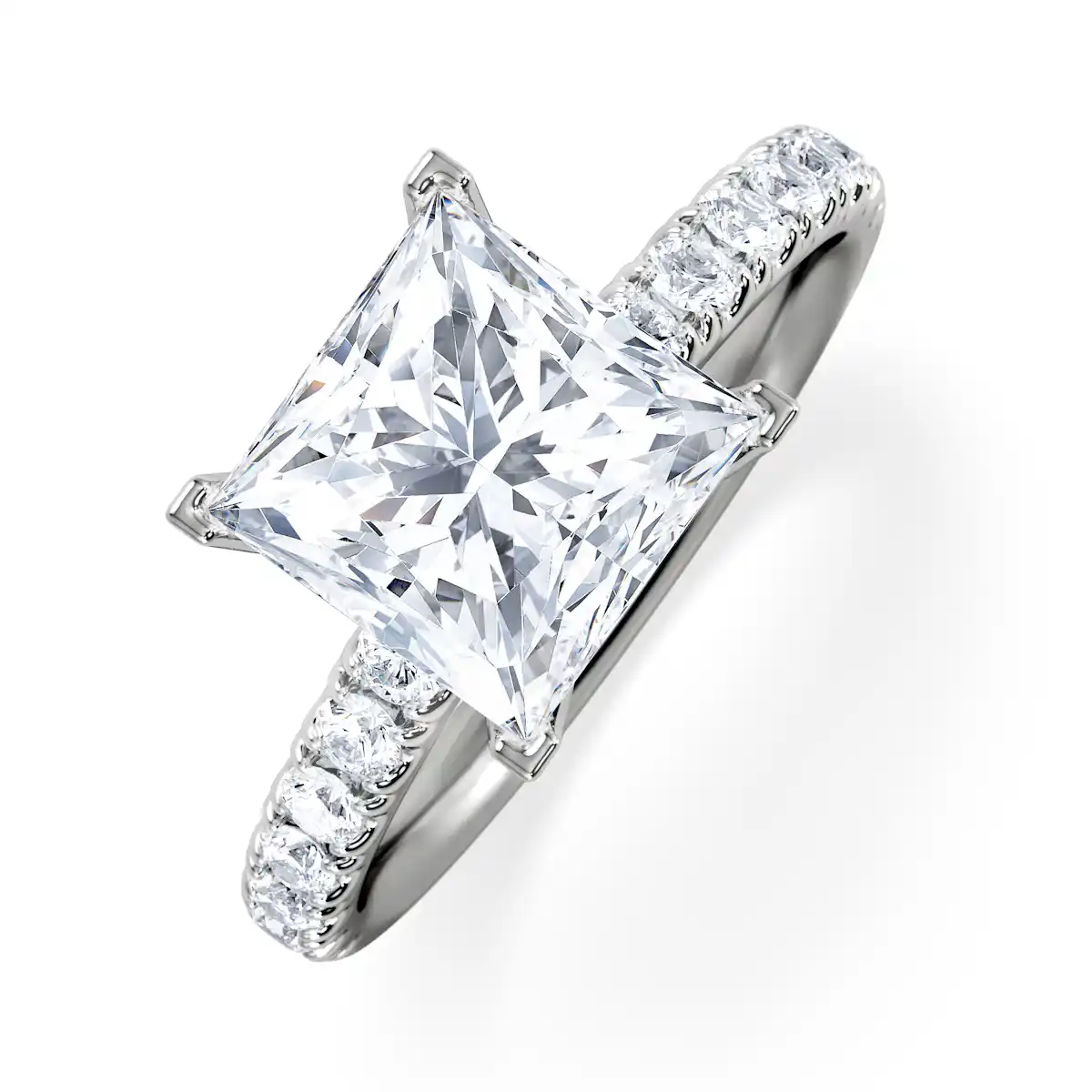 2.60ct Katerina Lab Princess Diamond Engagement Ring 18KW Gold F/VS1