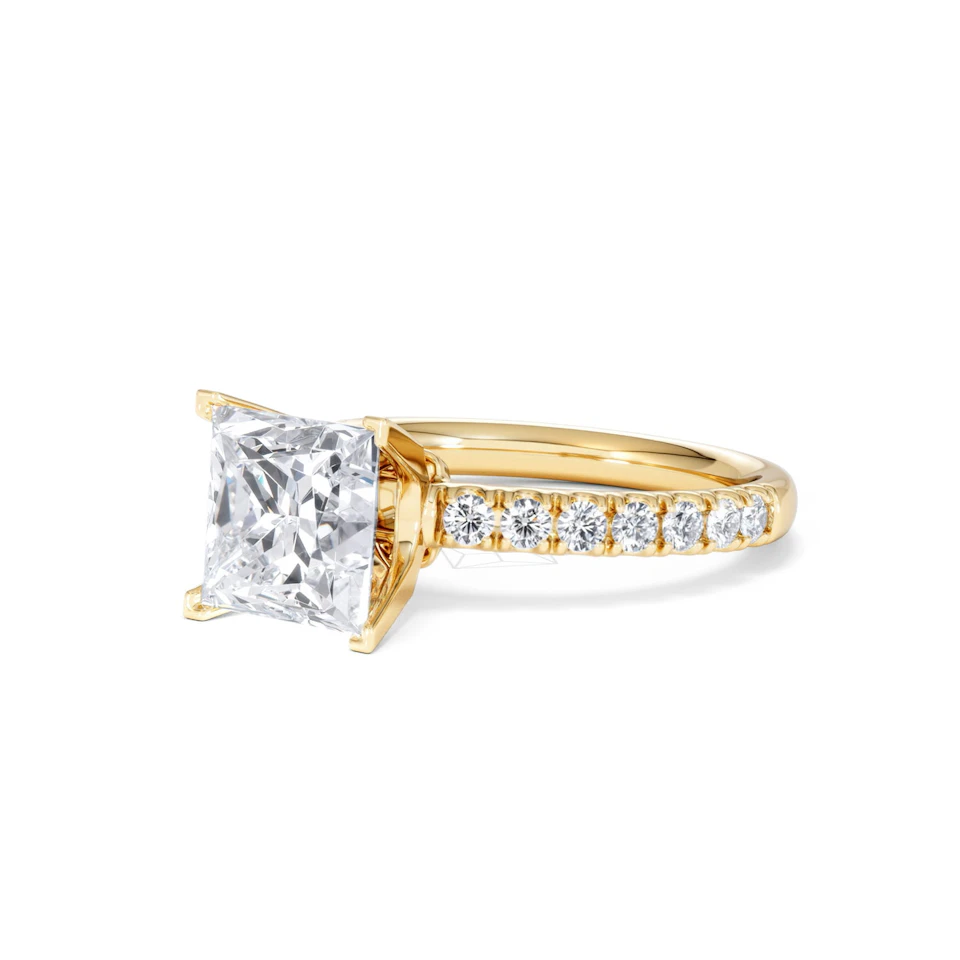 2.60ct Katerina Lab Princess Diamond Engagement Ring 18K Gold F/VS1