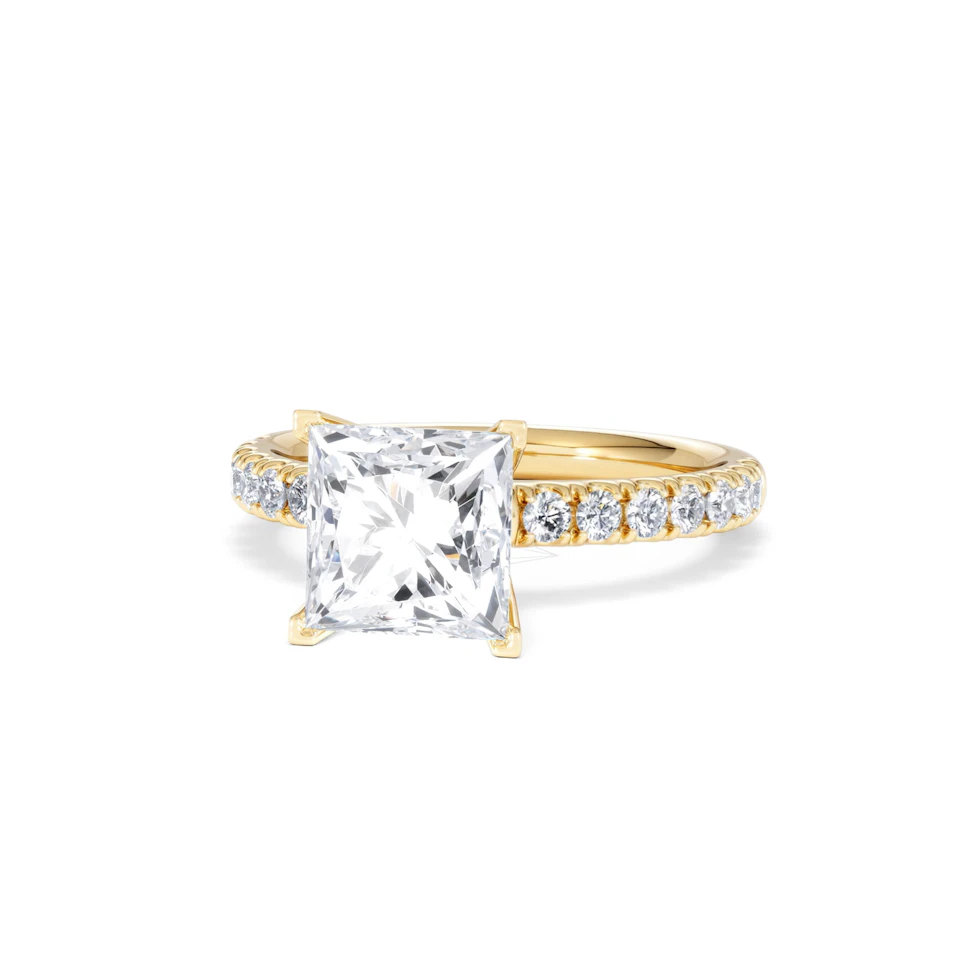 2.60ct Katerina Lab Princess Diamond Engagement Ring 18K Gold F/VS1