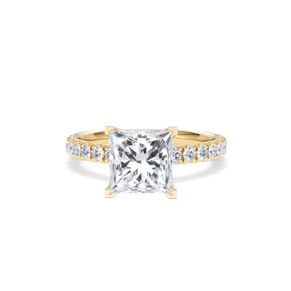 2.60ct Katerina Lab Princess Diamond Engagement Ring 18K Gold F/VS1