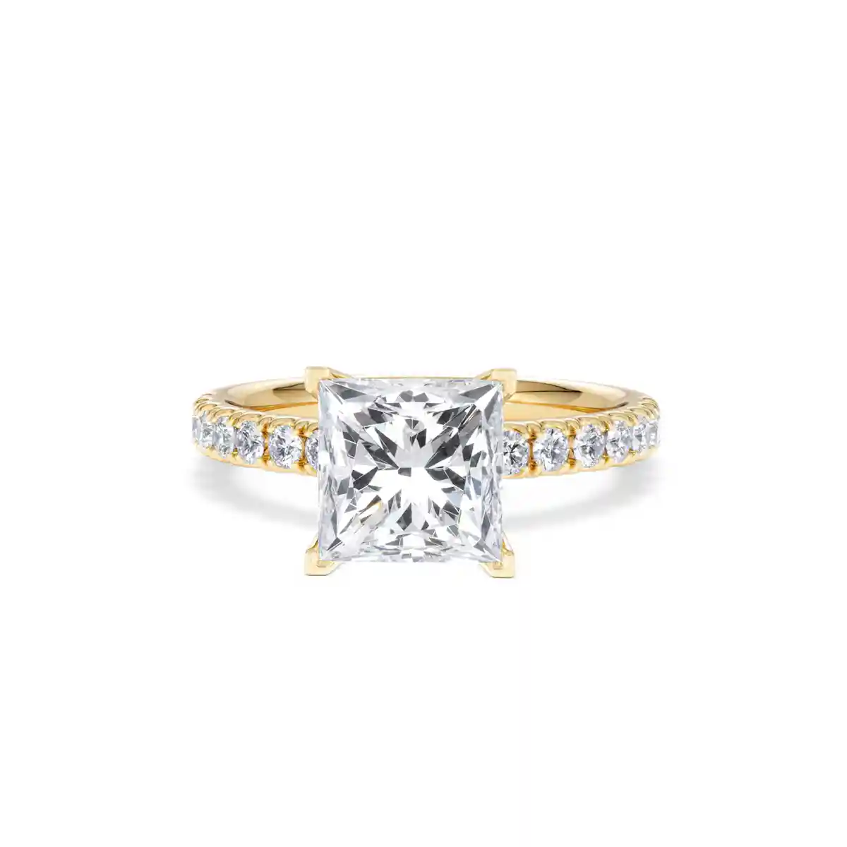 2.60ct Katerina Lab Princess Diamond Engagement Ring 18K Gold F/VS1