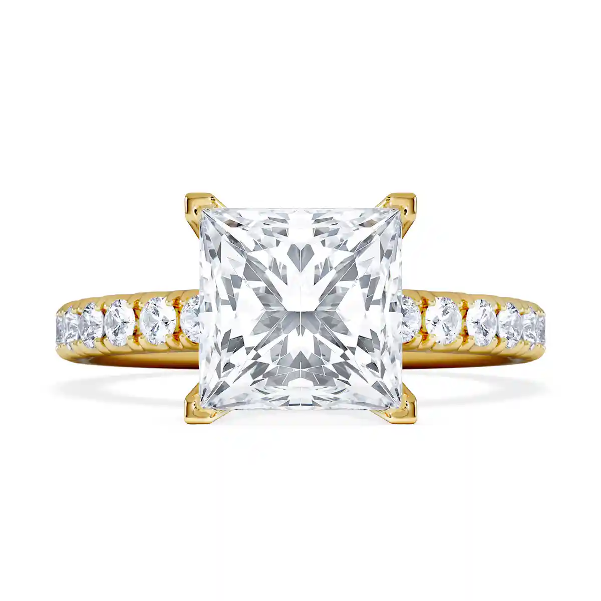 2.60ct Katerina Lab Princess Diamond Engagement Ring 18K Gold F/VS1