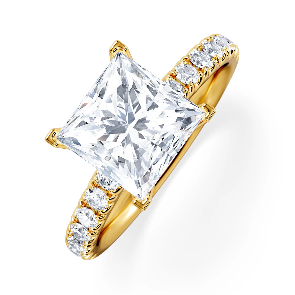 2.60ct Katerina Lab Princess Diamond Engagement Ring 18K Gold F/VS1