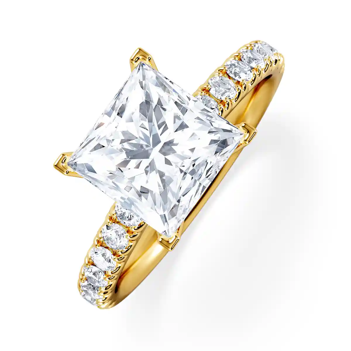 2.60ct Katerina Lab Princess Diamond Engagement Ring 18K Gold F/VS1