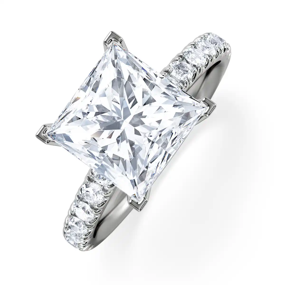 Katerina 3.45ct Lab Diamond Princess Cut Engagement Ring in 18K White Gold G/VS1