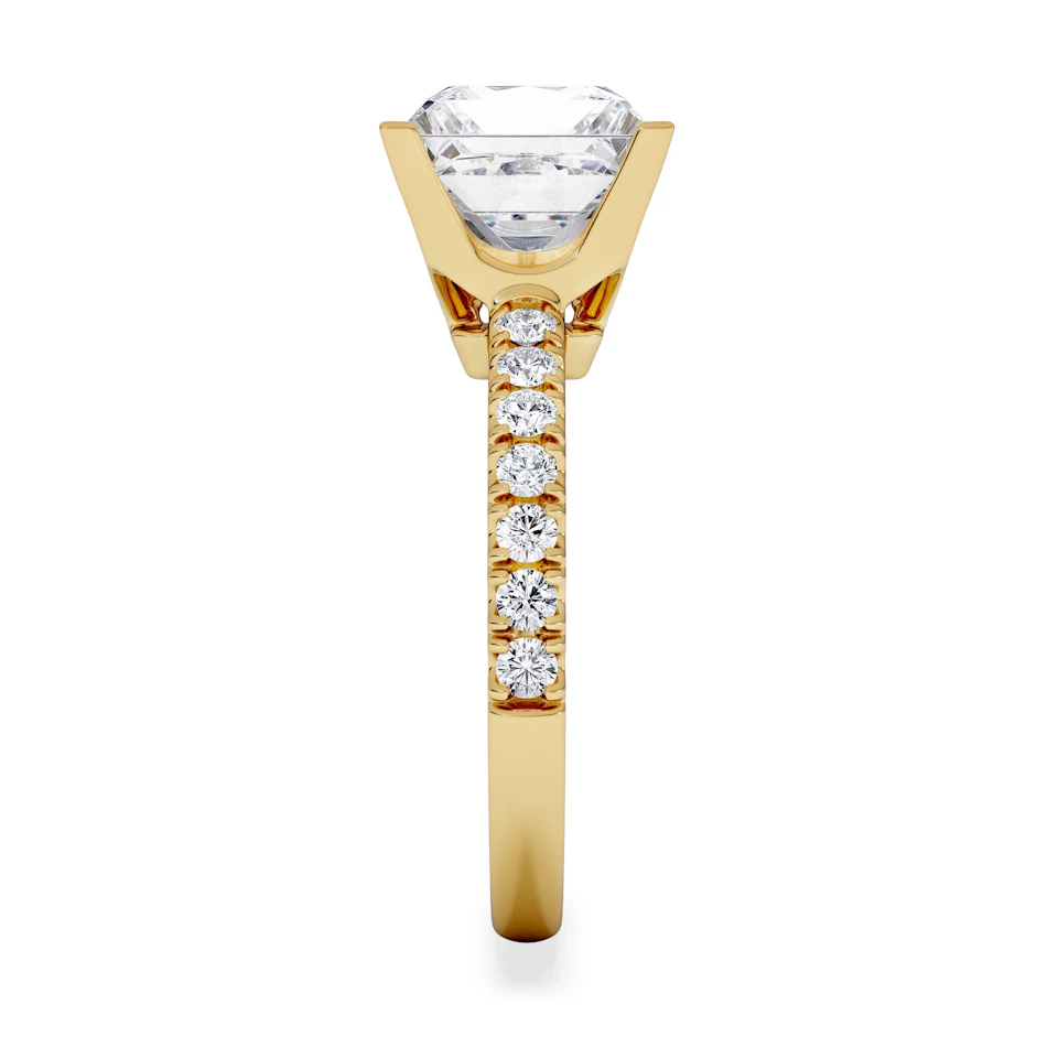 Katerina 3.55ct Lab Diamond Princess Cut Engagement Ring in 18K Yellow Gold G/VS1
