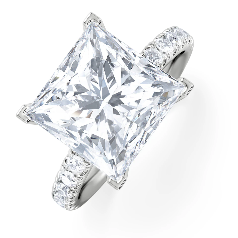 Katerina 5.55ct Lab Diamond Princess Cut Engagement Ring in 18K White Gold G/VS1