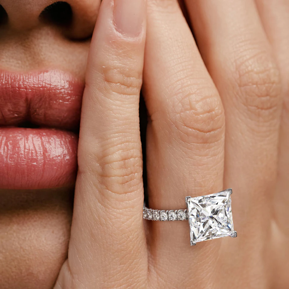Katerina 5.55ct Lab Diamond Princess Cut Engagement Ring in Platinum G/VS1