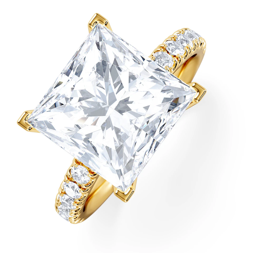 Katerina 5.55ct Lab Diamond Princess Cut Engagement Ring in 18K Yellow Gold G/VS1