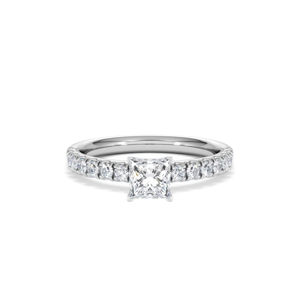 Katerina Lab Princess Diamond Engagement Ring 18KW Gold 0.85ct F/VS1
