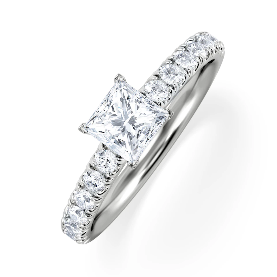 Katerina Lab Princess Diamond Engagement Ring 18KW Gold 0.85ct F/VS1