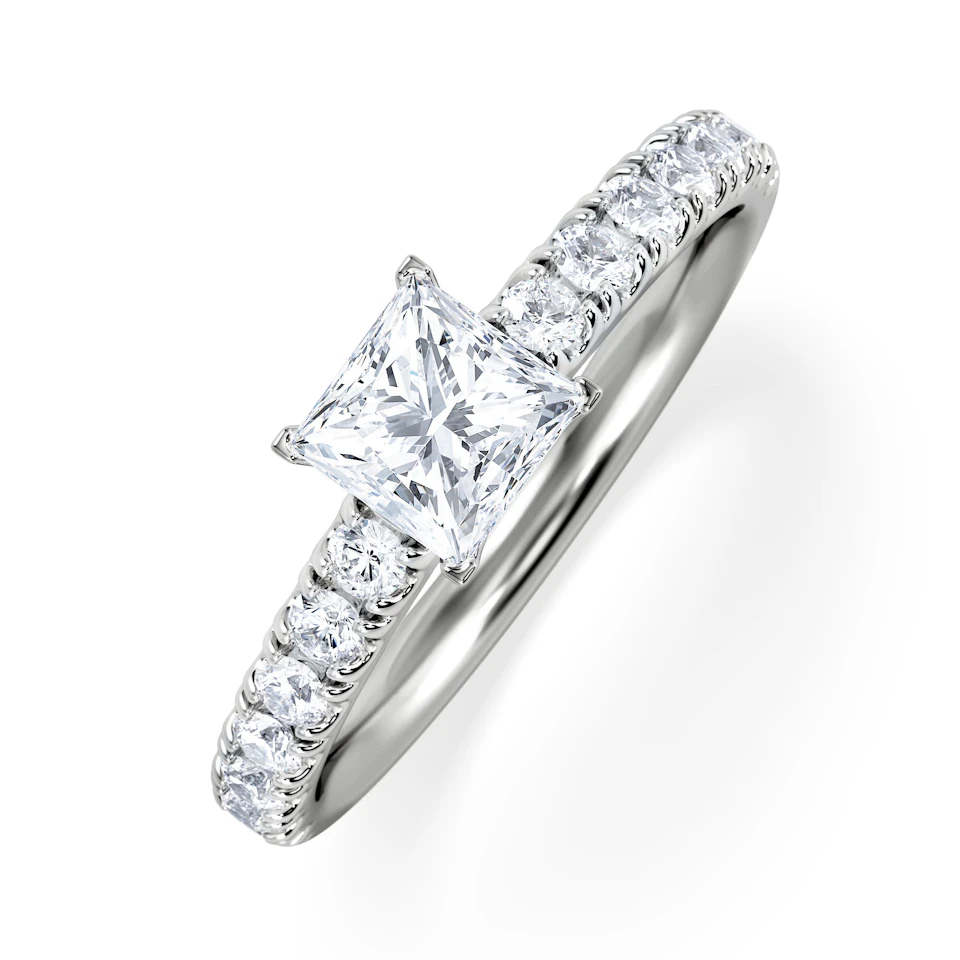 Katerina Lab Princess Diamond Engagement Ring Platinum 0.85ct F/VS1