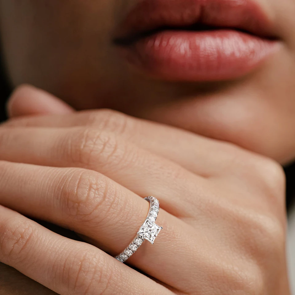 Katerina Lab Princess Diamond Engagement Ring Platinum 0.85ct F/VS1