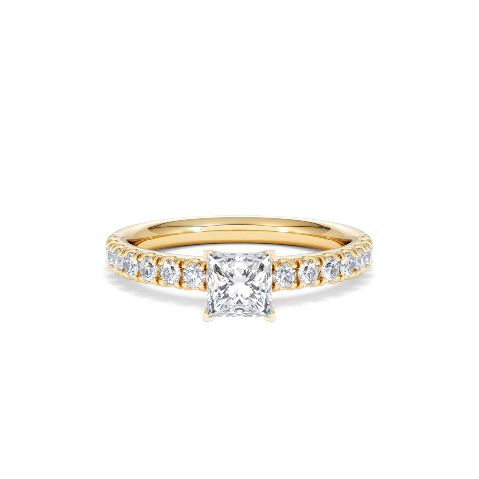 Katerina Lab Princess Diamond Engagement Ring 18K Gold 0.85ct F/VS1