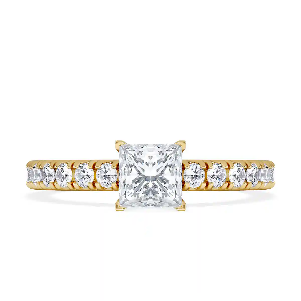 Katerina Lab Princess Diamond Engagement Ring 18K Gold 0.85ct F/VS1