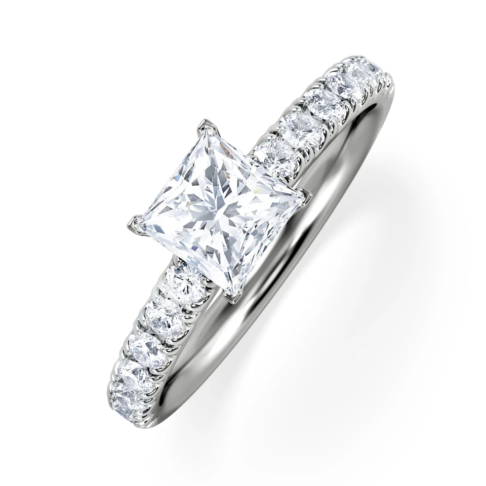 Katerina GIA Princess Diamond Engagement Ring 18KW Gold 1.15ct G/SI2