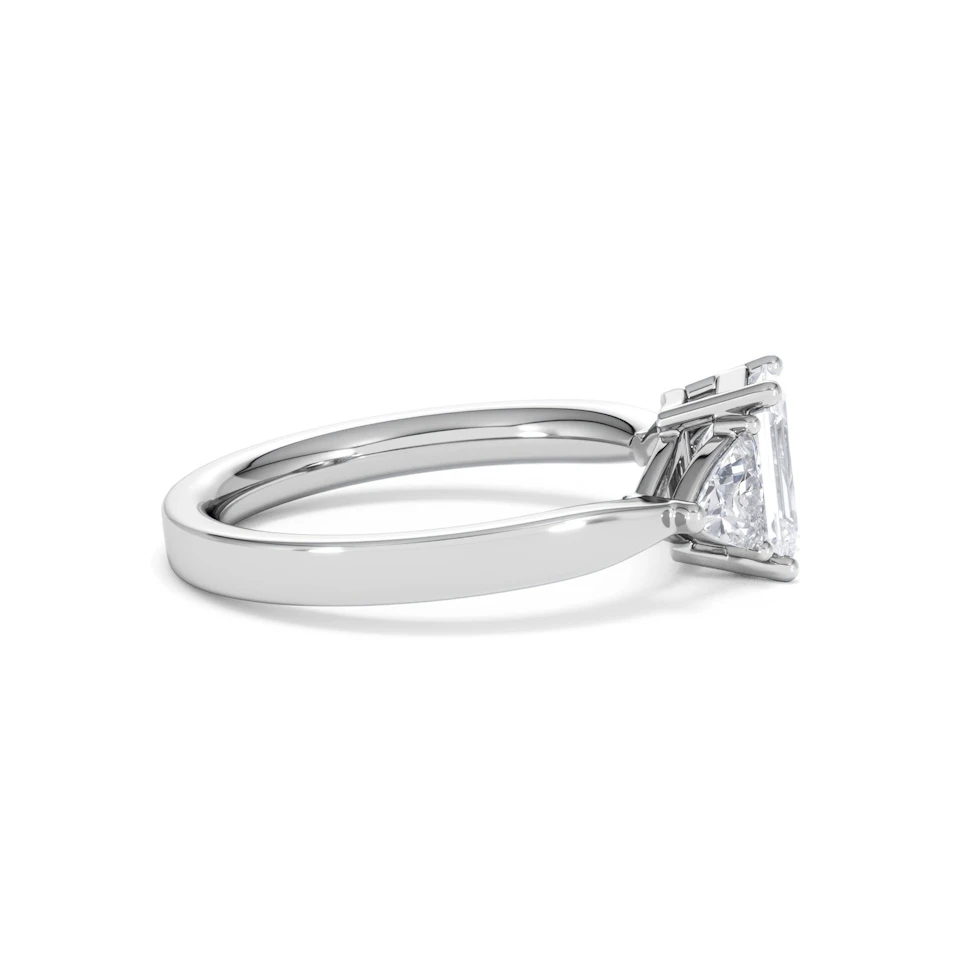 Aurora Lab Diamond Emerald Cut and Trillion1.70ct Ring in 18K White Gold F/VS1