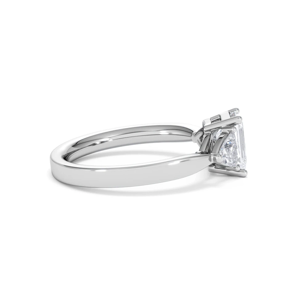 Aurora Lab Diamond Emerald Cut and Trillion1.70ct Ring in 18K White Gold F/VS1