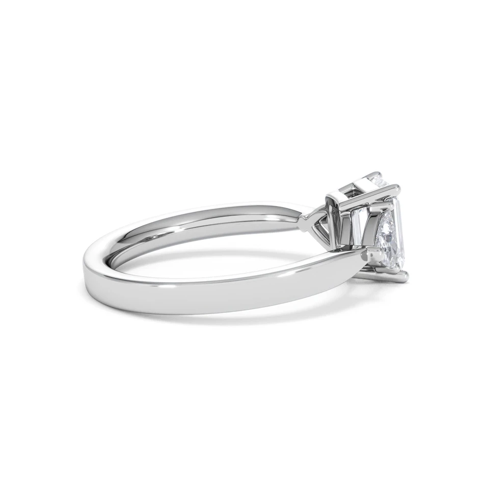 Aurora Lab Diamond Emerald Cut and Trillion1.70ct Ring in 18K White Gold F/VS1