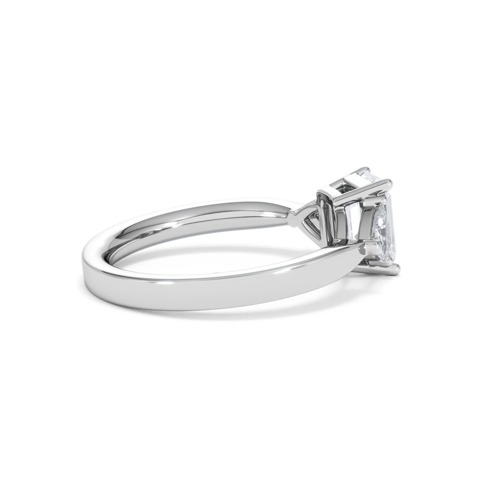 Aurora Lab Diamond Emerald Cut and Trillion1.70ct Ring in 18K White Gold F/VS1