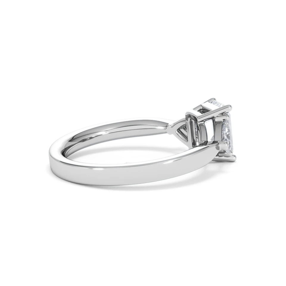 Aurora Lab Diamond Emerald Cut and Trillion1.70ct Ring in 18K White Gold F/VS1