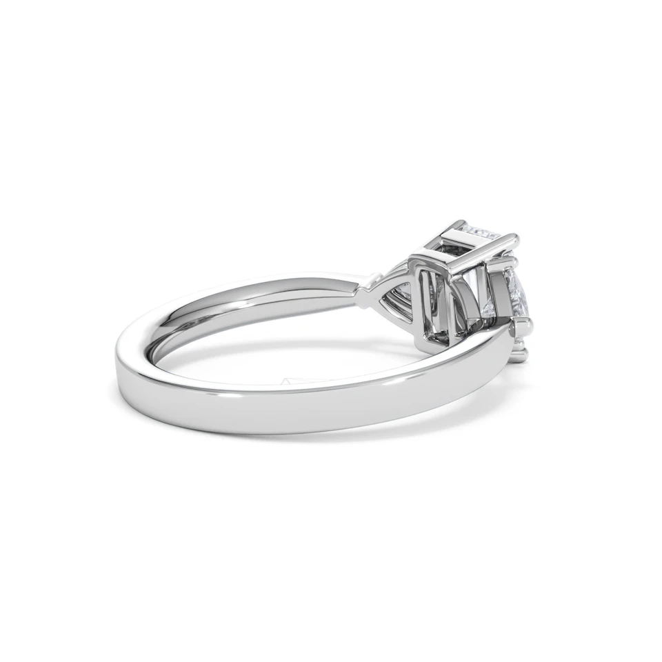 Aurora Lab Diamond Emerald Cut and Trillion1.70ct Ring in 18K White Gold F/VS1