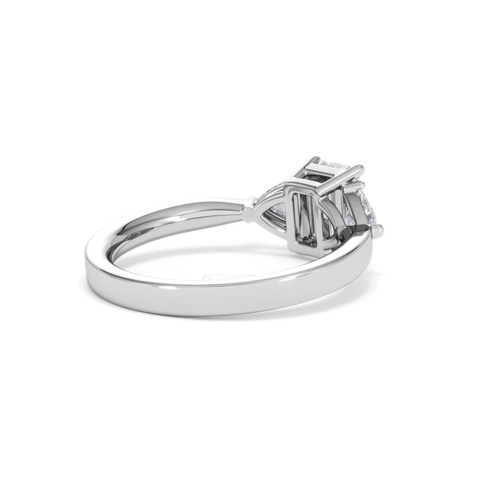 Aurora Lab Diamond Emerald Cut and Trillion1.70ct Ring in 18K White Gold F/VS1