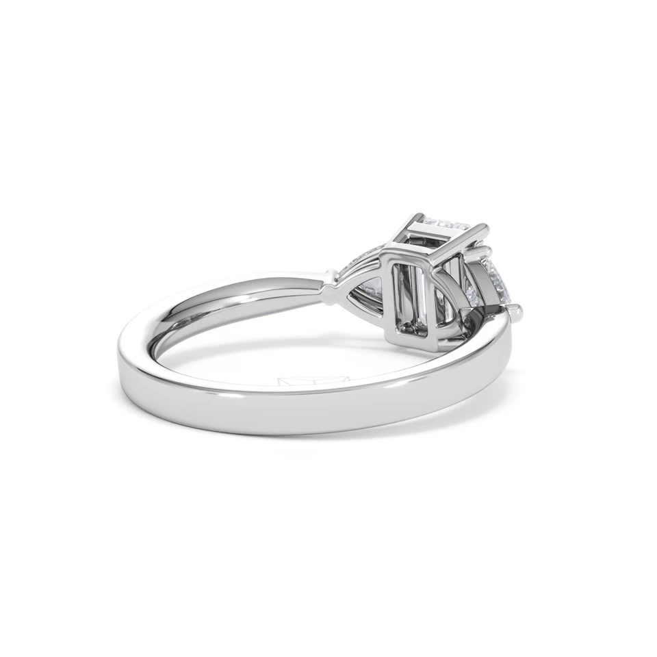 Aurora Lab Diamond Emerald Cut and Trillion1.70ct Ring in 18K White Gold F/VS1