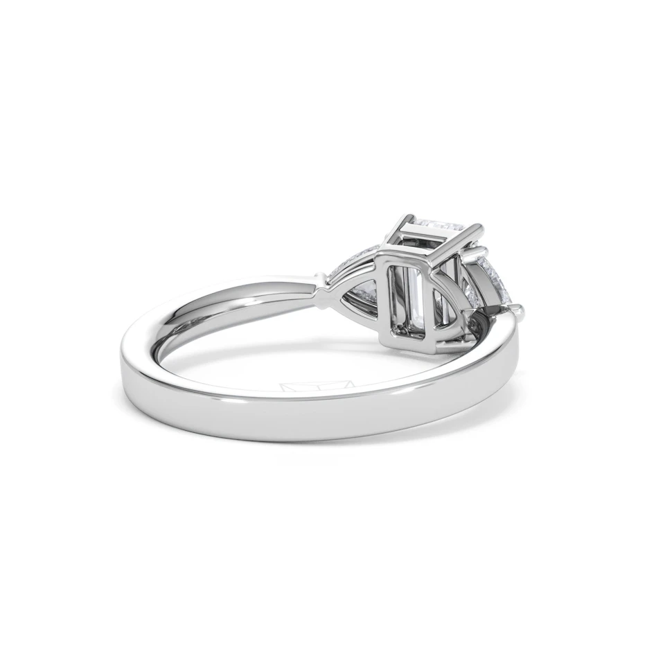 Aurora Lab Diamond Emerald Cut and Trillion1.70ct Ring in 18K White Gold F/VS1
