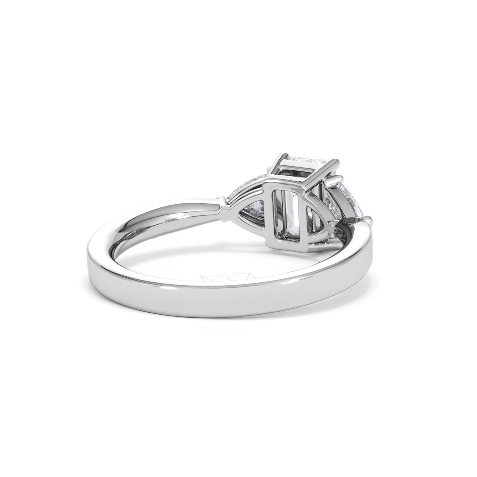 Aurora Lab Diamond Emerald Cut and Trillion1.70ct Ring in 18K White Gold F/VS1