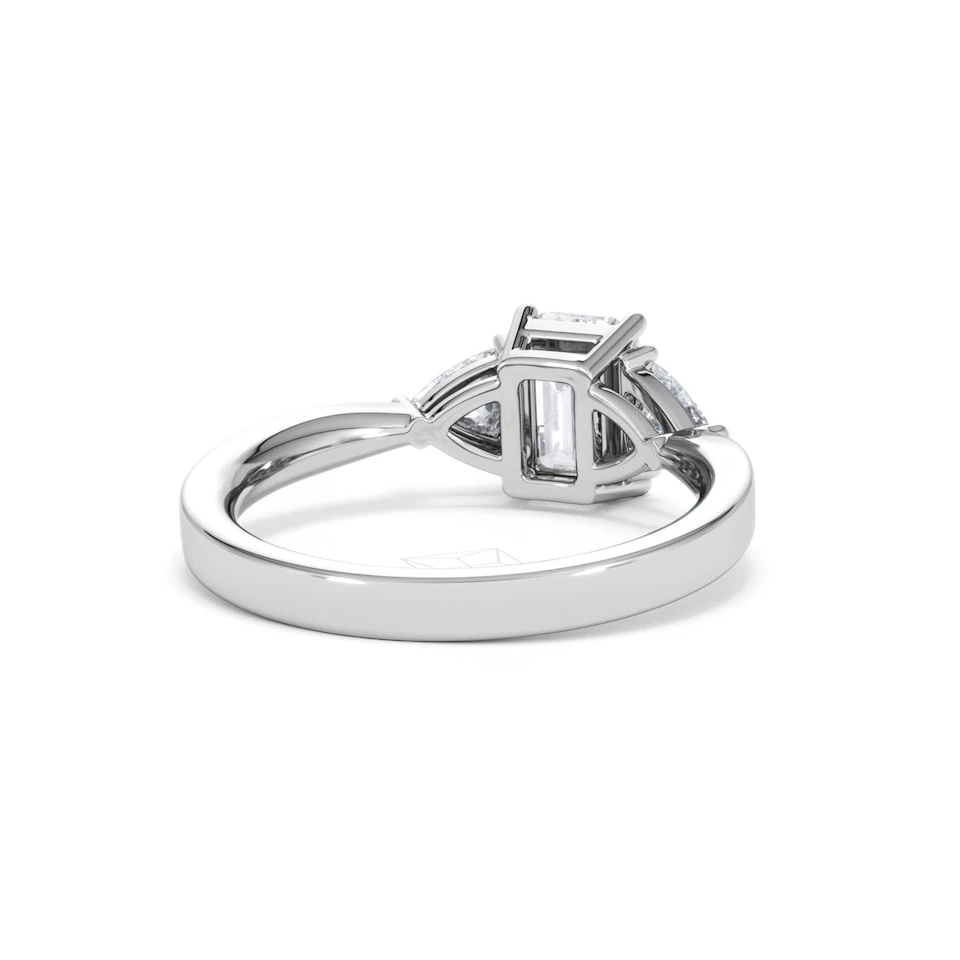 Aurora Lab Diamond Emerald Cut and Trillion1.70ct Ring in 18K White Gold F/VS1