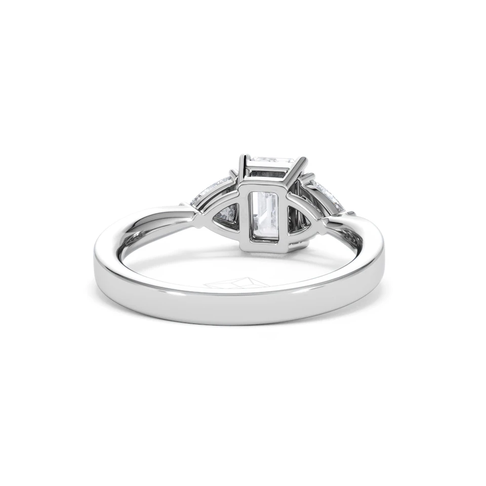 Aurora Lab Diamond Emerald Cut and Trillion1.70ct Ring in 18K White Gold F/VS1