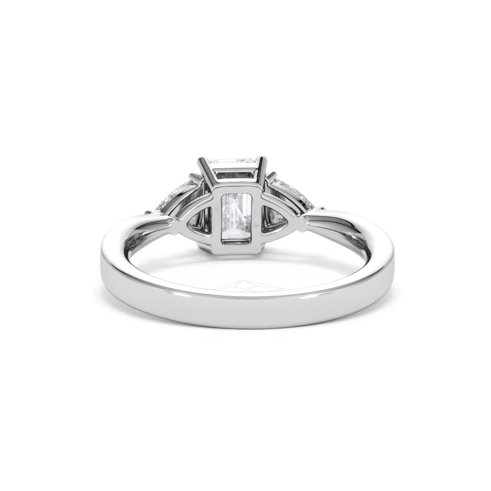 Aurora Lab Diamond Emerald Cut and Trillion1.70ct Ring in 18K White Gold F/VS1