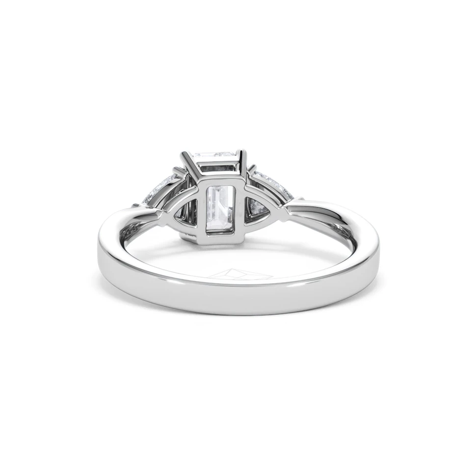 Aurora Lab Diamond Emerald Cut and Trillion1.70ct Ring in 18K White Gold F/VS1