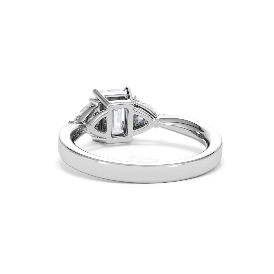 Aurora Lab Diamond Emerald Cut and Trillion1.70ct Ring in 18K White Gold F/VS1