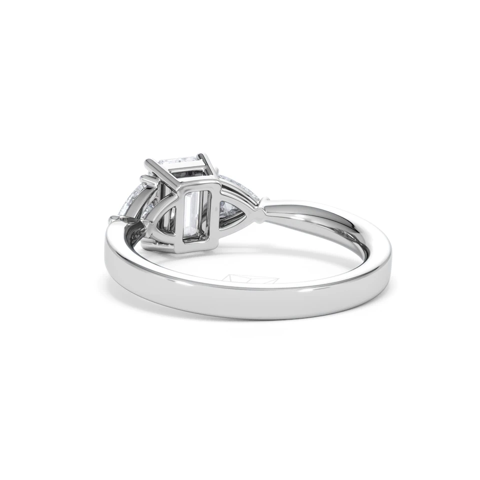 Aurora Lab Diamond Emerald Cut and Trillion1.70ct Ring in 18K White Gold F/VS1