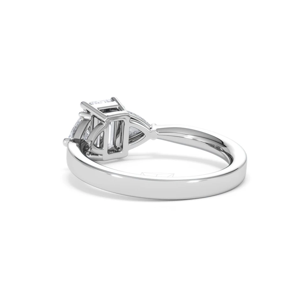 Aurora Lab Diamond Emerald Cut and Trillion1.70ct Ring in 18K White Gold F/VS1