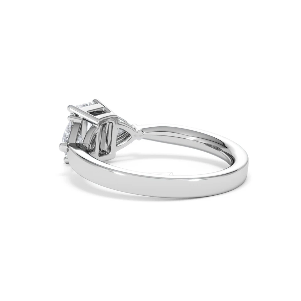Aurora Lab Diamond Emerald Cut and Trillion1.70ct Ring in 18K White Gold F/VS1