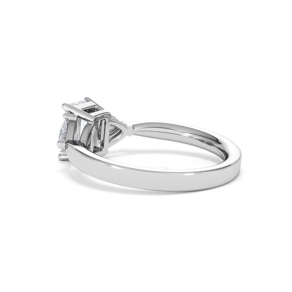 Aurora Lab Diamond Emerald Cut and Trillion1.70ct Ring in 18K White Gold F/VS1