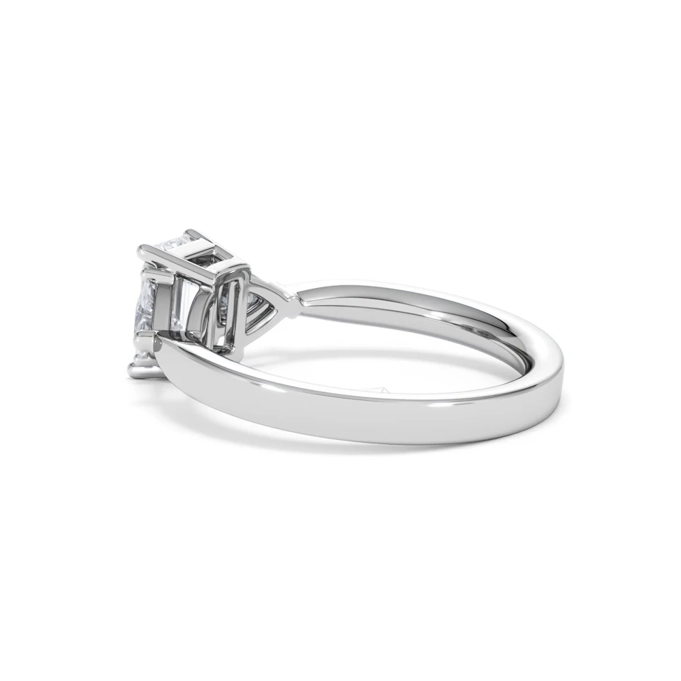 Aurora Lab Diamond Emerald Cut and Trillion1.70ct Ring in 18K White Gold F/VS1