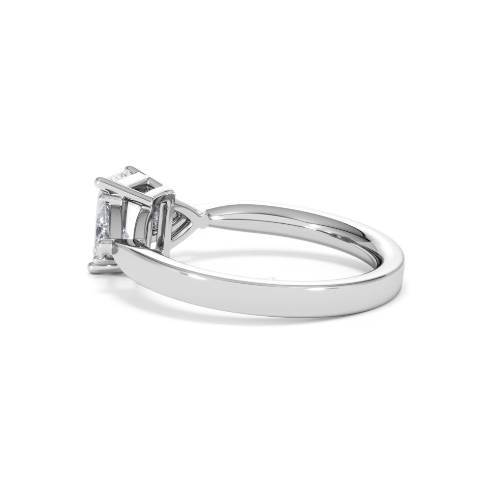Aurora Lab Diamond Emerald Cut and Trillion1.70ct Ring in 18K White Gold F/VS1