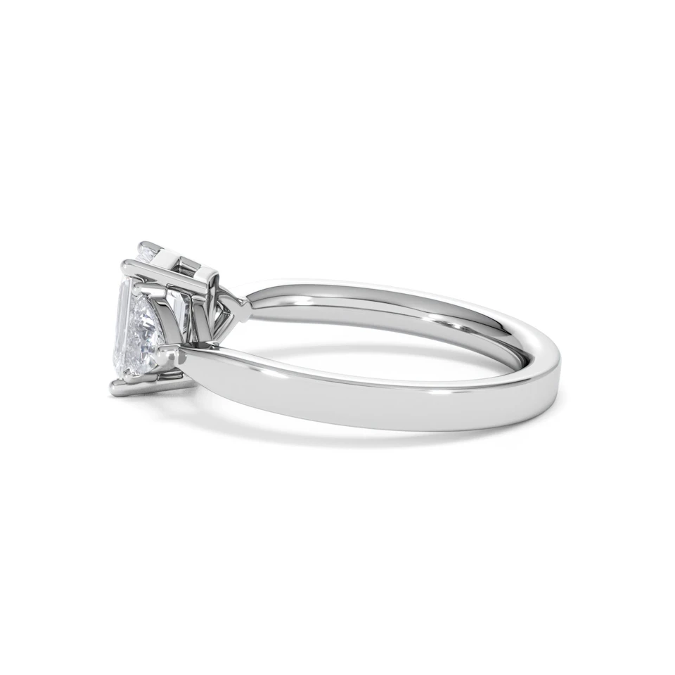 Aurora Lab Diamond Emerald Cut and Trillion1.70ct Ring in 18K White Gold F/VS1