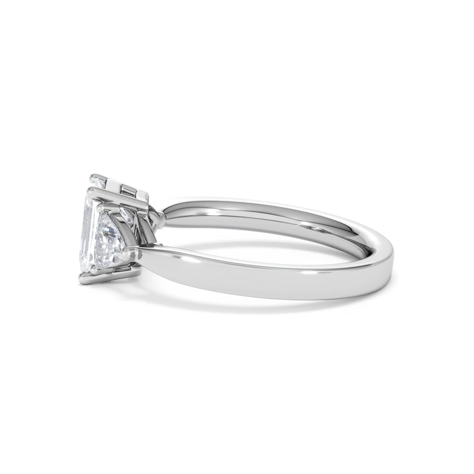 Aurora Lab Diamond Emerald Cut and Trillion1.70ct Ring in 18K White Gold F/VS1