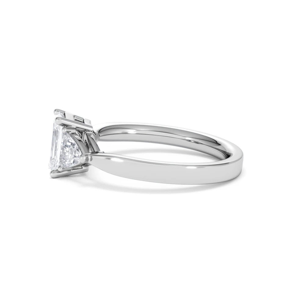 Aurora Lab Diamond Emerald Cut and Trillion1.70ct Ring in 18K White Gold F/VS1
