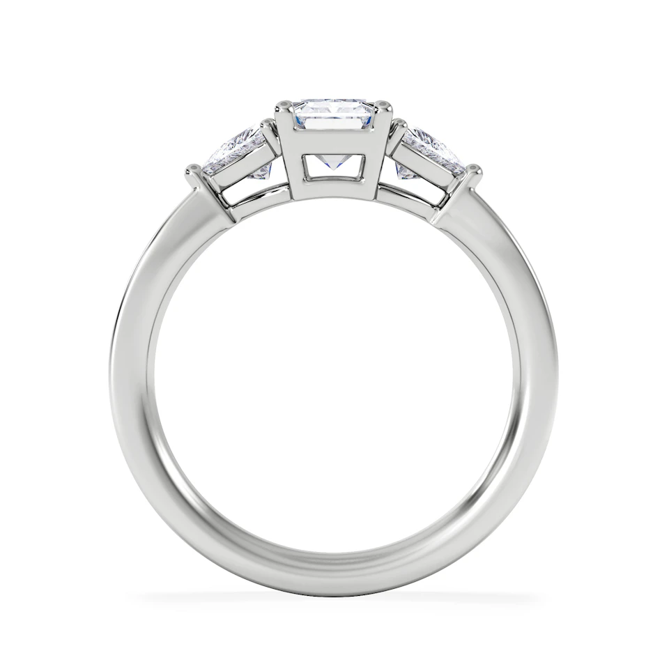 Aurora Lab Diamond Emerald Cut and Trillion 1.70ct Ring in Platinum F/VS1