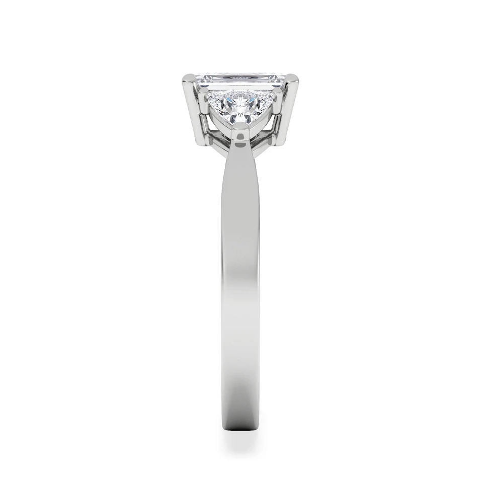 Aurora Lab Diamond Emerald Cut and Trillion 1.70ct Ring in Platinum F/VS1