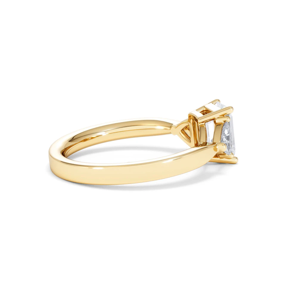Aurora Lab Diamond Emerald Cut and Trillion 1.70ct Ring in 18K Gold F/VS1